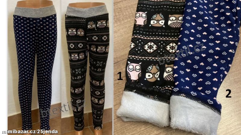 Oteplené legíny kalhoty s plyšem