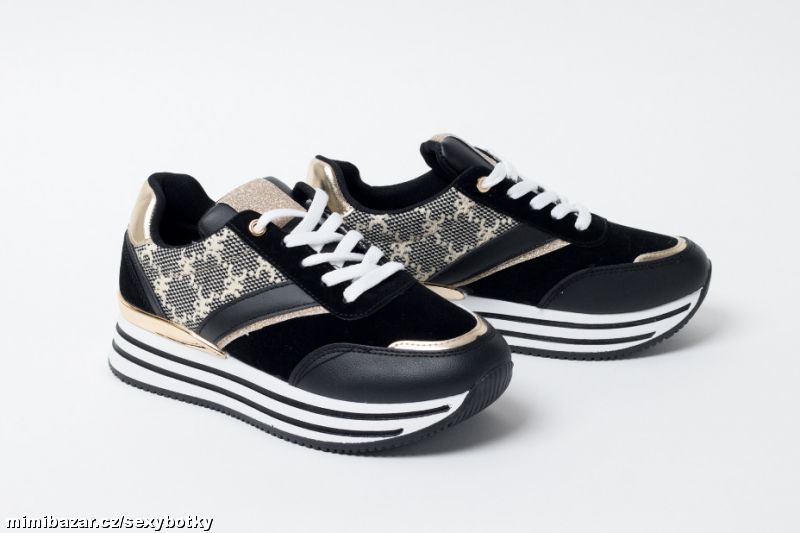 Černé tenisky sneakersy vel.36, 37, 38, 39, 40-BÉŽOVÉ
