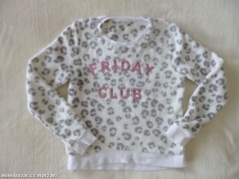 Plyšová mikina se zvířecím vzorem vel. 146/152