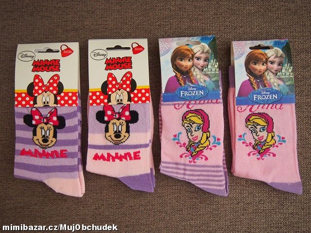 Ponožky Minnie mouse, Frozen - VÝPRODEJ