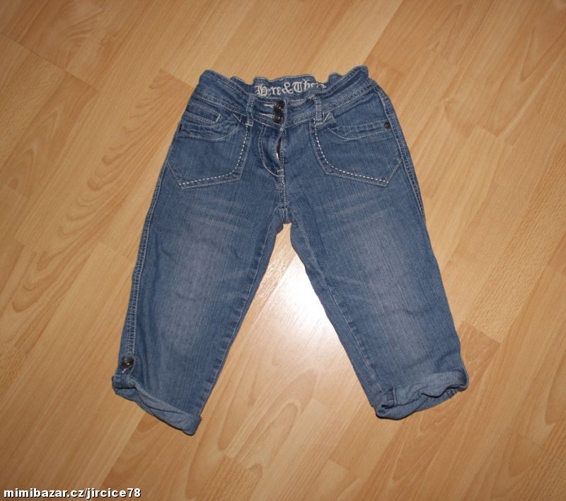 Riflové, džínové kraťasy, třičtvrťáky, 3/4 kalhoty