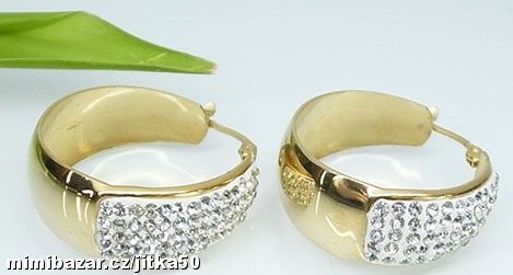 Náušnice z chirurgické oceli kruhy zdobené zirkony