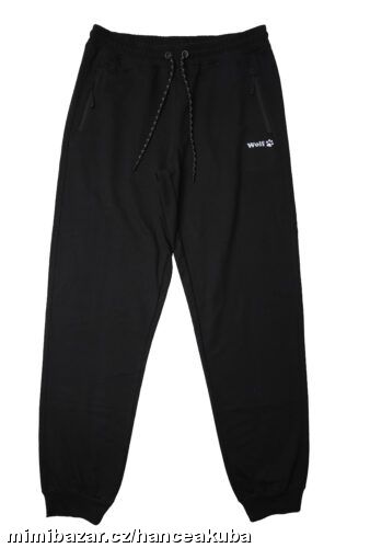 Pánské bavlněné tepláky wolf černé T2375