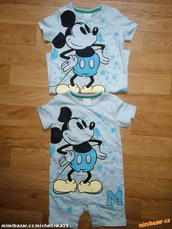Letní světle modrý overálek Mickey Mouse, vel.86