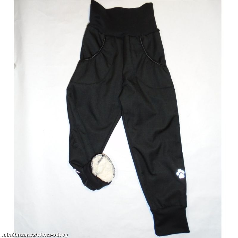 dětské softshellové kalhoty - Černé - beránek