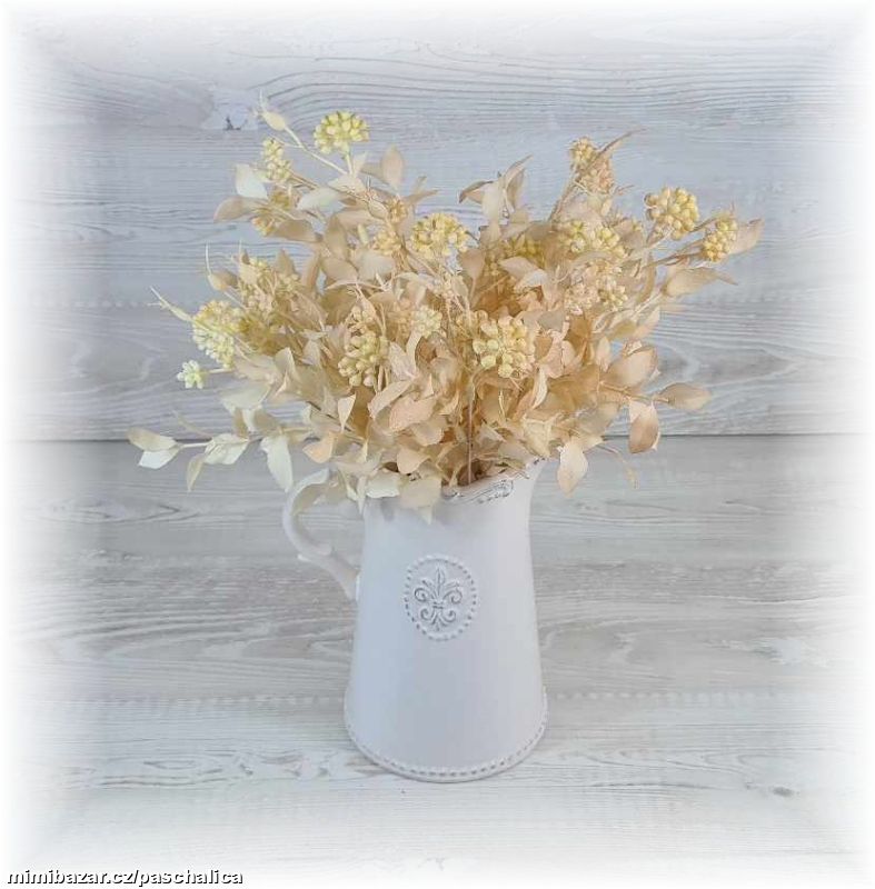 Umělá zeleň keřík bobulky krémová 36 cm 557909