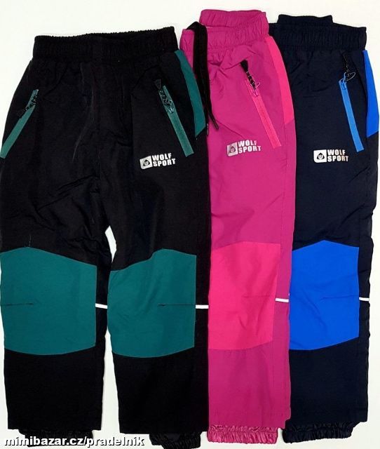 Růžové oteplovačky/šusťákové kalhoty Wolf vel.98
