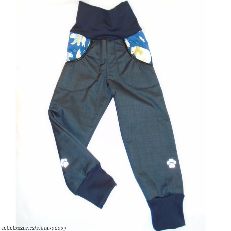 dět. softshell. kalhoty MEDVĚDI - beránek