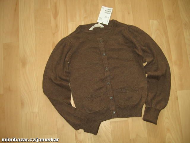 Krásný hnědý dívčí propínací svetr / svetřík H&M