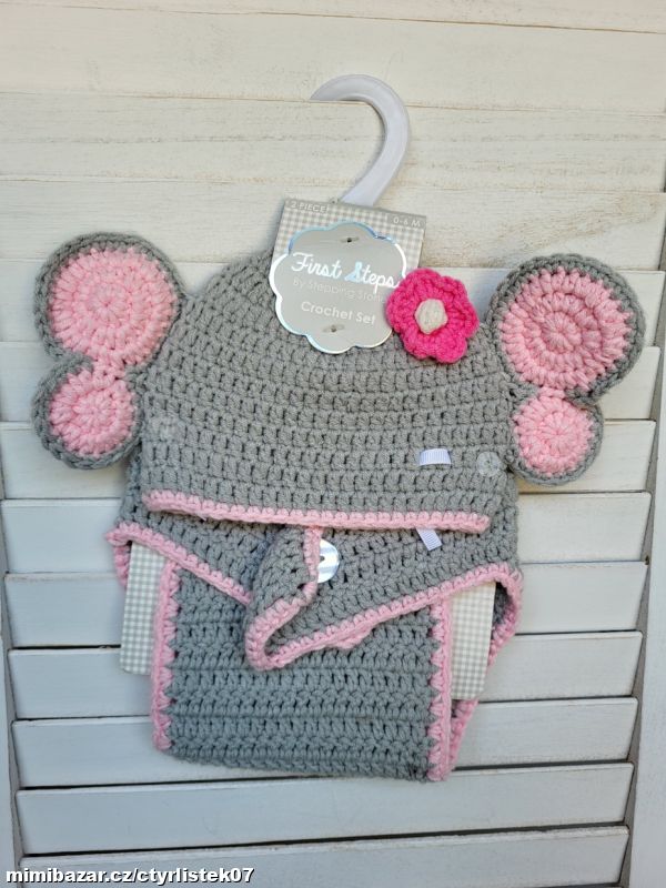 NEPOUŽITÁ HÁČKOVANÁ SADA NA FOCENÍ SLON 0-6M 57551