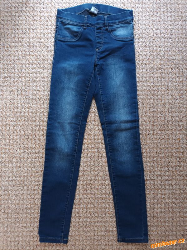 Pružné riflové, jeansové legíny, legínky, kalhoty