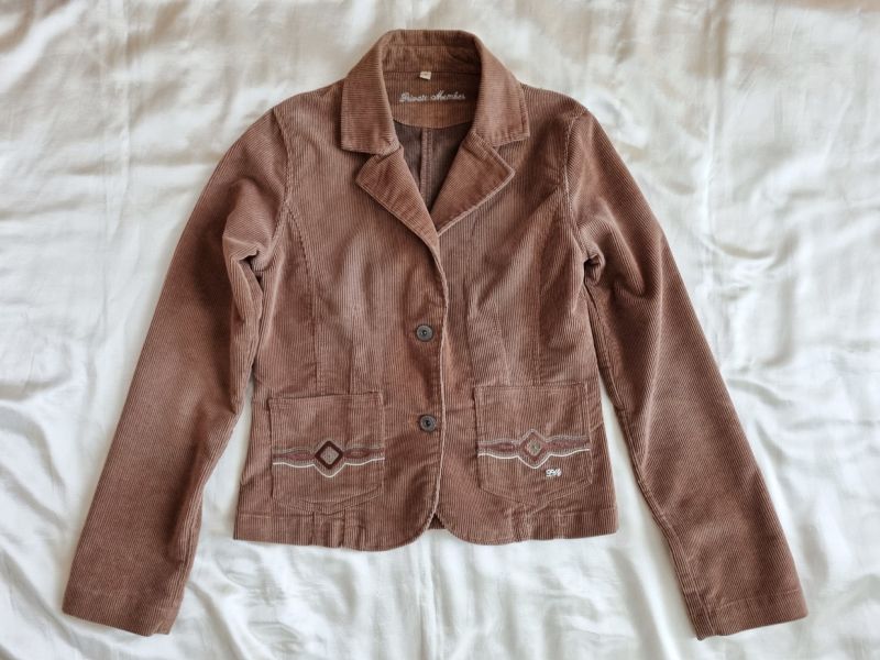 Hnědobéžové manšestrové sako