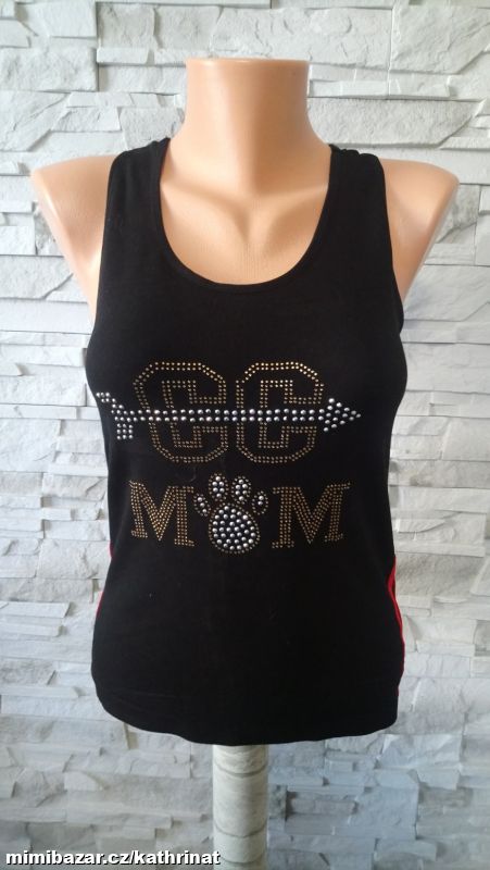 Černé tílko s kamínky, vel. S