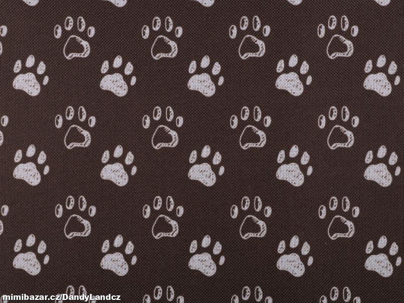 Kočárkovina 600D tlapky na hnědé s PVC úpravou