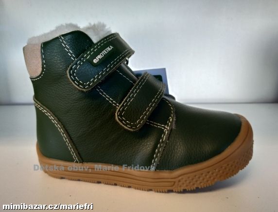 Zimní kožená obuv s kožíškem Protetika TEDY khaki