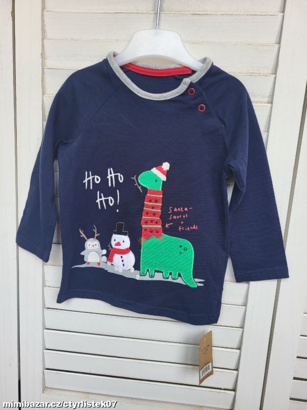 NEPOUŽITÉ VÁNOČNÍ TRIKO TRIČKO DINO 9-12 MĚS 60512