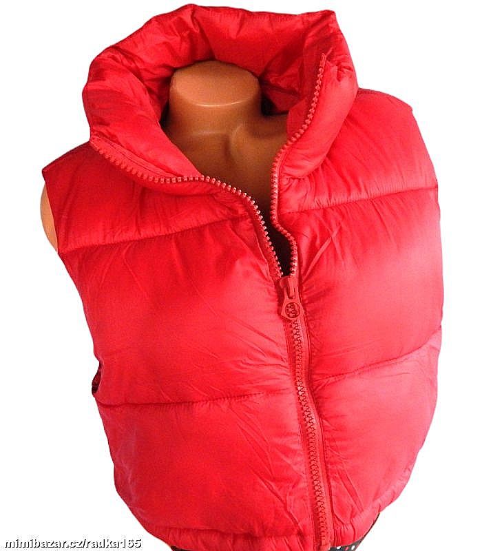 Modní lehká teplá crop vesta vel.M