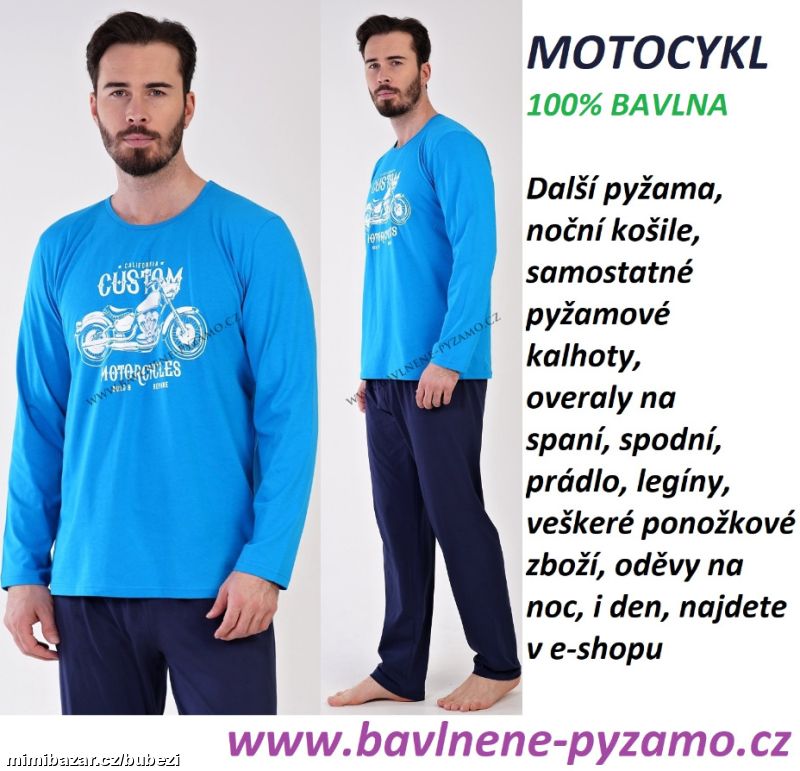 Pánské pyžamo dlouhé rukávy kalhoty MOTOCYKL