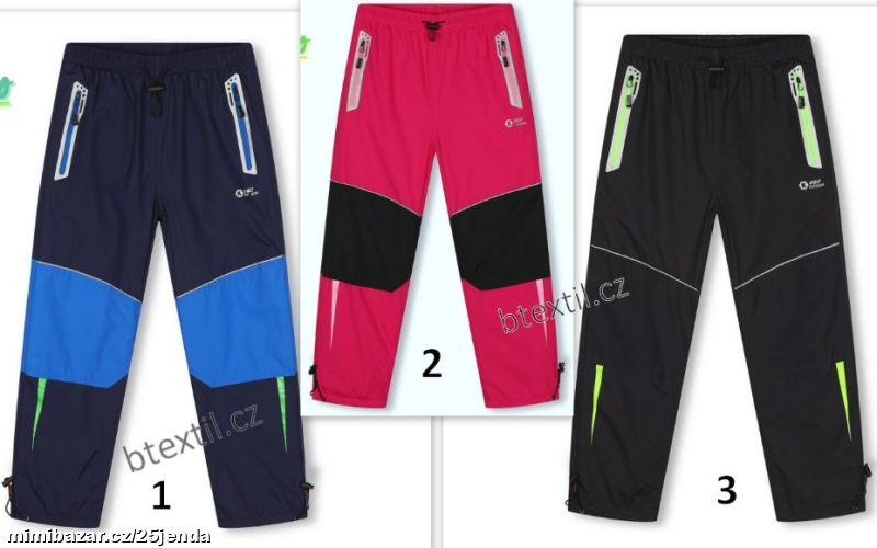 Dětské oteplené šusťáky, kalhoty zateplené fleecem