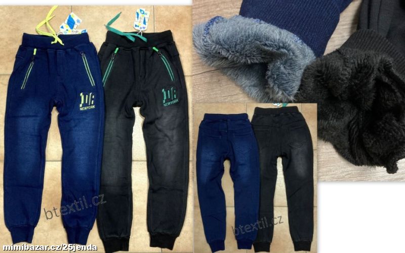 Oteplené džínové tepláky - kalhoty