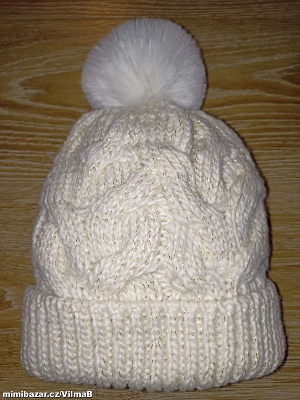 Pletená čepice s mikrofleecem a bambulí vel. O/S