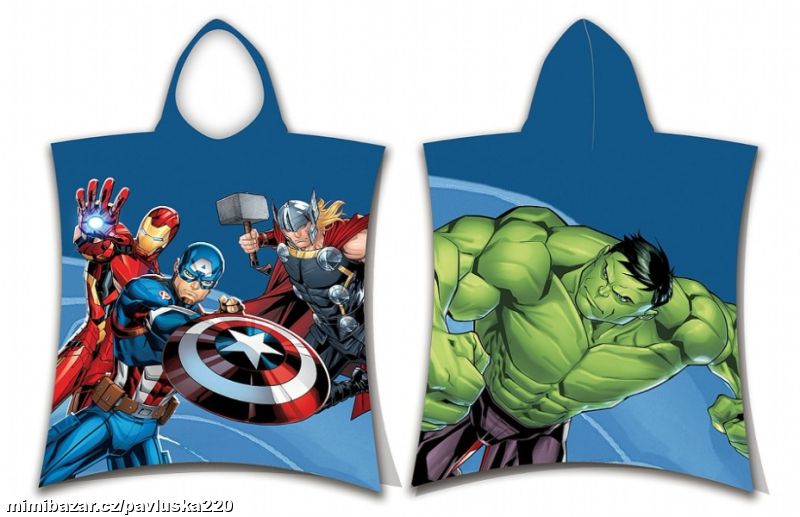 Plážová osuška pončo Avengers Hero 50x115 cm