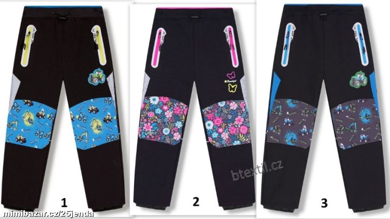 Softshellové oteplené kalhoty 98-128