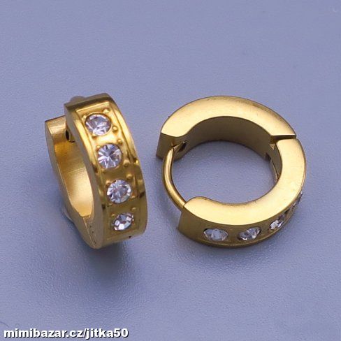 Zlacené kroužky z chir oceli se zirkony SKLADEM