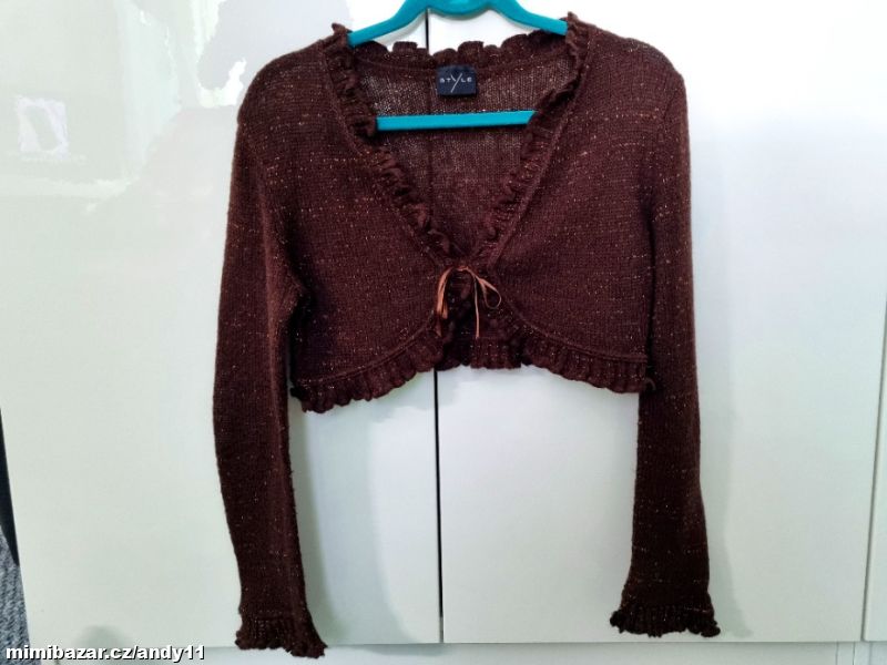 Hnědé pletené bolerko/svetřík TOP STAV