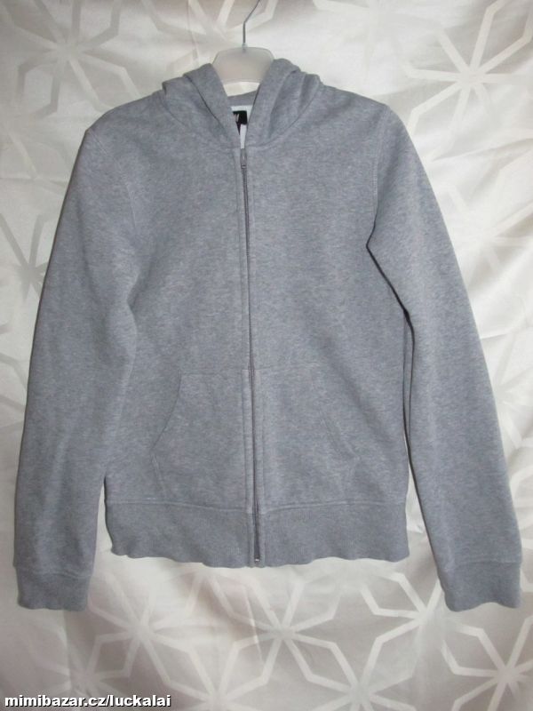 Šedá mikina na zip s kapucou
