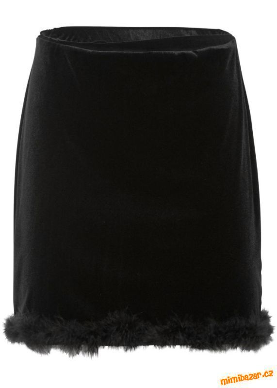 N”ová sametová sukně lemovaná peřím 42/44