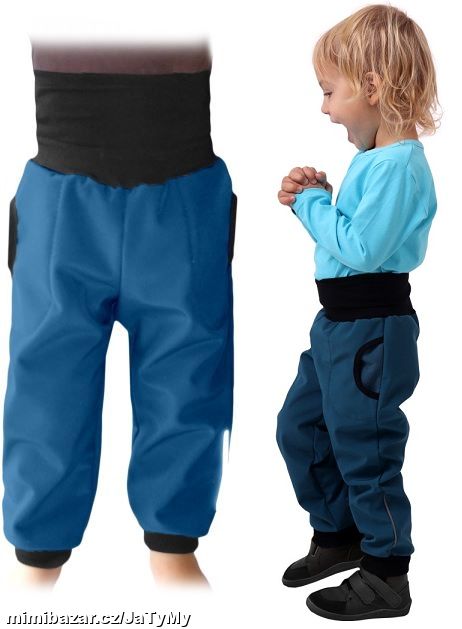 Softshellové kalhoty petrolej, vel. 116, SKLADEM