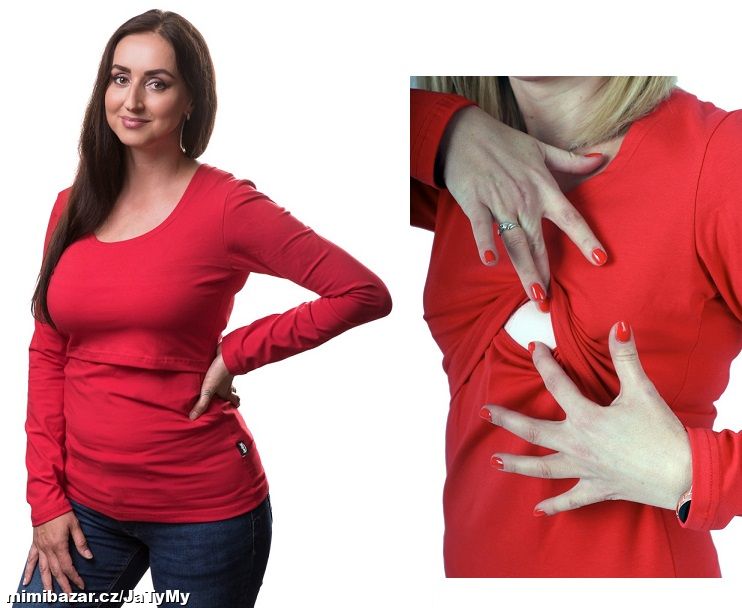 Kojící tričko Kateřina červená, vel. L/XL, SKLADEM
