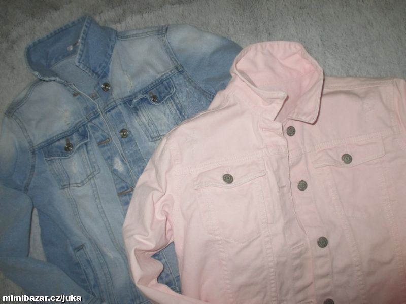 Džínová / riflová a růžová džíska / bunda