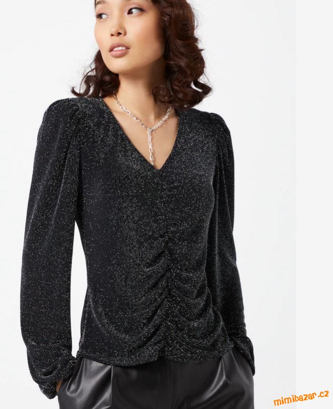 Černo-stříbrná společenská halenka Dorothy Perkins