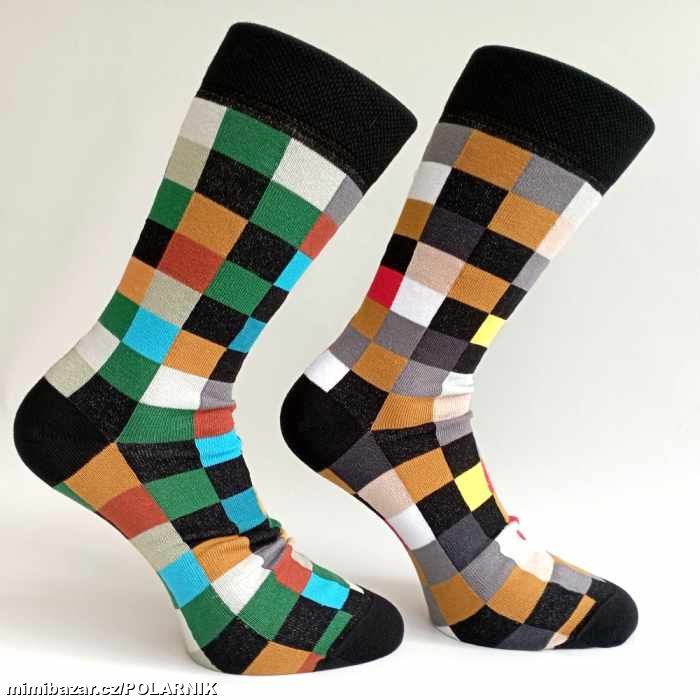 Pánské bavlněné ponožky s barevnou kostkou