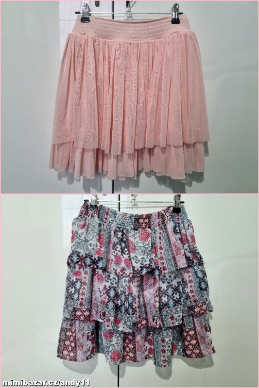 Vrstvená tylová sukně růžovo-lososová + s volánky