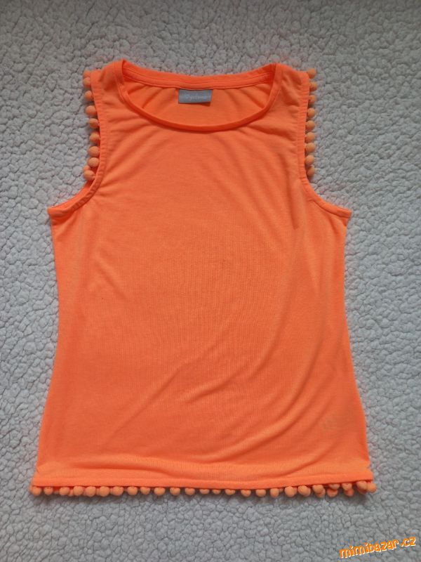  + + ORANŽOVÝ NEONOVÝ TOP S BAMBULKAMI + + 