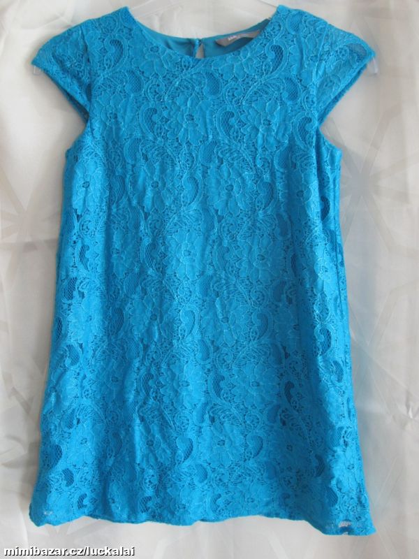 Sváteční tyrkysové šatičky, šaty s podšívkou