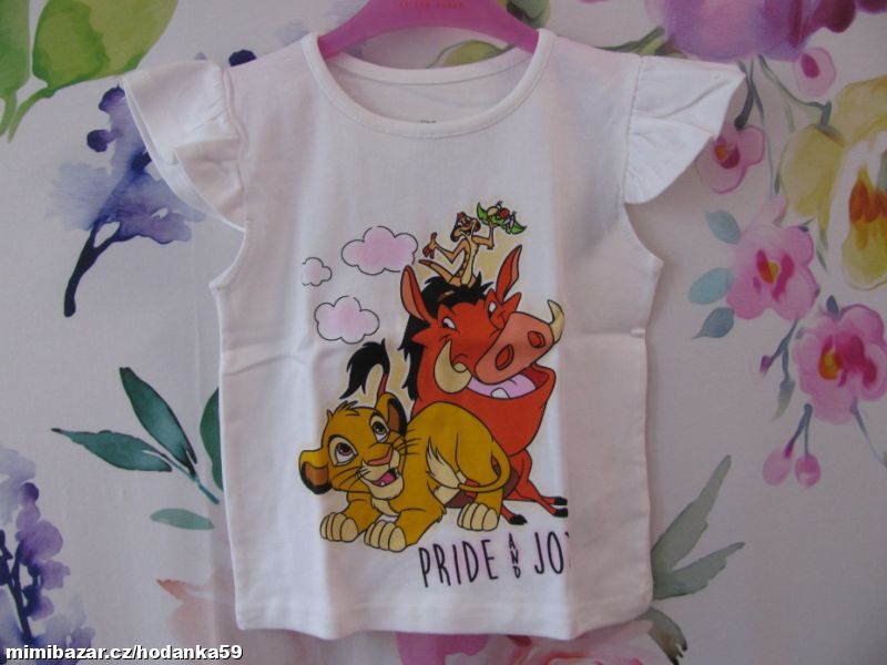 Bílé bavlněné tričko s volánky a obrázky Disney