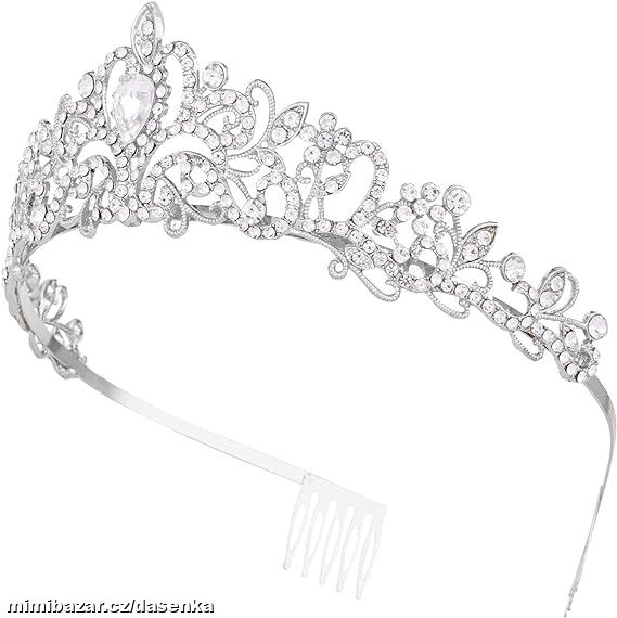 Svatební korunka do vlasů posetá kamínky.