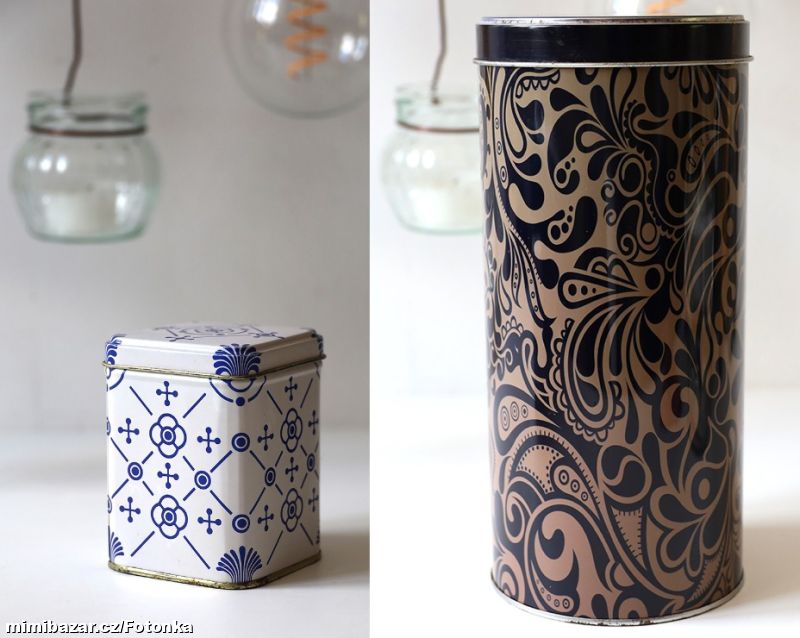 2x plechová dóza, dekor