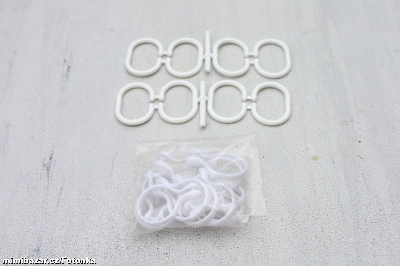 20x Háček pro sprchový závěs, bílé, 2 druhy