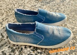 Dámské denim slip-on tenisky-baleríny- espadrilky