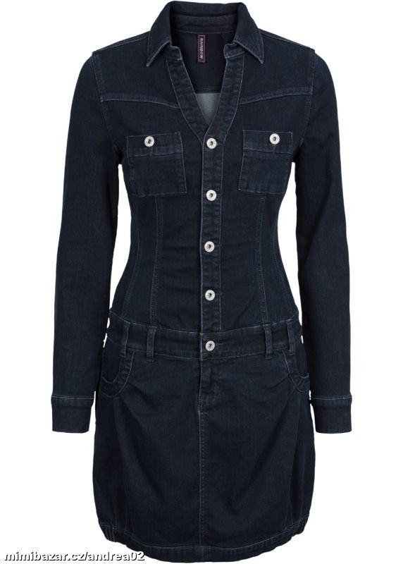 džínové mini šaty košilové