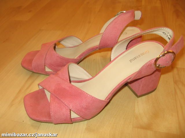 Růžové dámské boty / sandály na podpatku Graceland