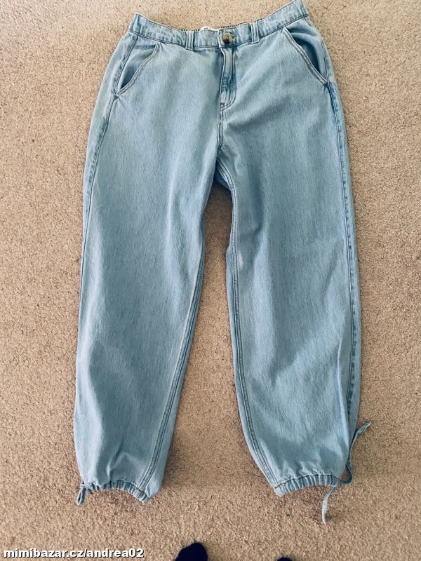 Denim kalhoty džíny široké dámské