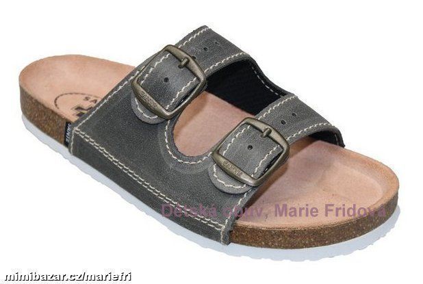 Korkáče dětské pantofle D/21/90/BP antracit