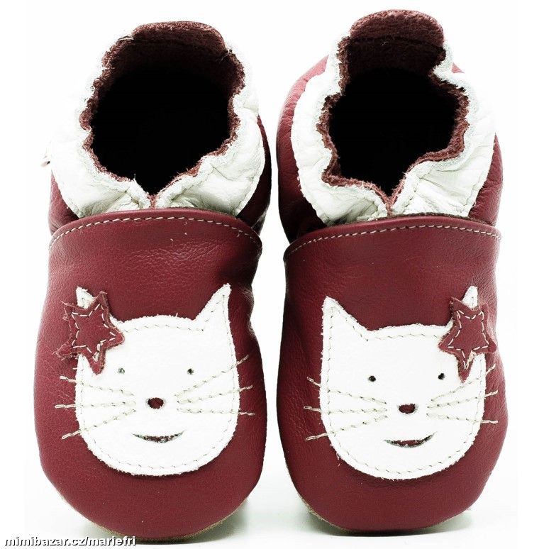 Kožené capáčky, přezůvky ekoTuptusie kočka tm.růž.