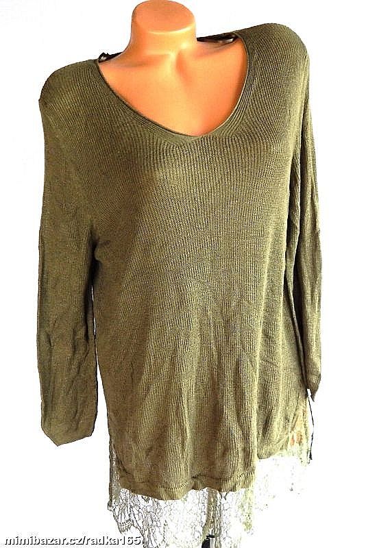 Khaki svetřík s krajkou vel.46